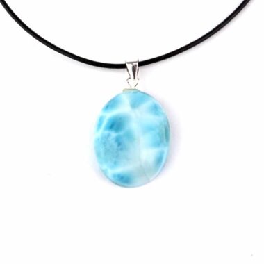 Larimar Cabochon Anhänger Länge 28 mm mit 925 Sterling-Silberöse in bester Qualität und Farbe Edelsteine Heilsteine bei Wunderstein24