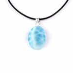 Larimar Cabochon Anhänger Länge 20 mm mit 925 Sterling-Silberöse in bester Qualität und Farbe Edelsteine Heilsteine bei Wunderstein24