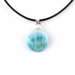 Larimar Cabochon Anhänger Länge 20 mm mit 925 Sterling-Silberöse in bester Qualität und Farbe Edelsteine Heilsteine bei Wunderstein24