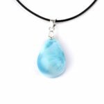 Larimar Cabochon Anhänger Länge 20 mm mit 925 Sterling-Silberöse in bester Qualität und Farbe Edelsteine Heilsteine bei Wunderstein24