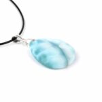 Larimar Cabochon Tropfen Anhänger Länge 36 mm mit 925 Sterling-Silberöse in bester Qualität und Farbe Edelsteine Heilsteine bei Wunderstein24