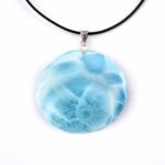 Larimar Cabochon Tropfen Anhänger Länge 44 mm mit 925 Sterling-Silberöse in bester Qualität und Farbe Edelsteine Heilsteine bei Wunderstein24