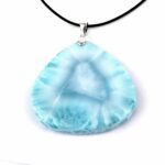 Larimar Cabochon Anhänger Länge 44 mm mit 925 Sterling-Silberöse in bester Qualität und Farbe Edelsteine Heilsteine bei Wunderstein24