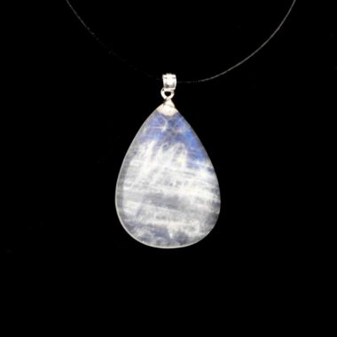 Regenbogen Mondstein Cabochon Anhänger Länge 38 mm mit 925 Sterling-Silberöse beste Qualität & Farbe Edelsteine Heilsteine bei Wunderstein24