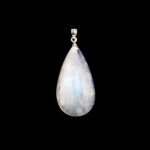 Regenbogen Mondstein Cabochon Anhänger Länge 40 mm mit 925 Sterling-Silberöse beste Qualität & Farbe Edelsteine Heilsteine bei Wunderstein24