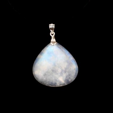 Regenbogen Mondstein Cabochon Anhänger Länge 38 mm mit 925 Sterling-Silberöse beste Qualität & Farbe Edelsteine Heilsteine bei Wunderstein24