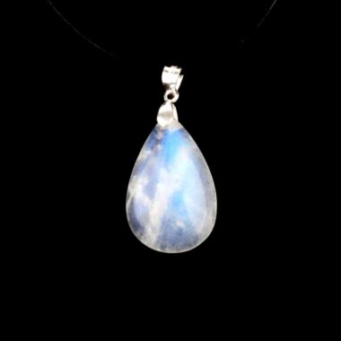 Regenbogen Mondstein Cabochon Anhänger Länge 36 mm mit 925 Sterling-Silberöse beste Qualität & Farbe Edelsteine Heilsteine bei Wunderstein24