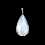 Regenbogen Mondstein Cabochon Anhänger Länge 42 mm mit 925 Sterling-Silberöse beste Qualität & Farbe Edelsteine Heilsteine bei Wunderstein24