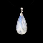 Regenbogen Mondstein Cabochon Anhänger Länge 44 mm mit 925 Sterling-Silberöse beste Qualität & Farbe Edelsteine Heilsteine bei Wunderstein24