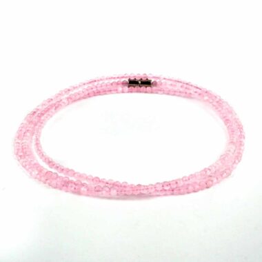 Selected Edition – Verwandelbares Rosenquarz Perlen Edelstein Armband & Kette facettiert mit Magnetverschluss Edelsteine Heilsteine bei Wunderstein24