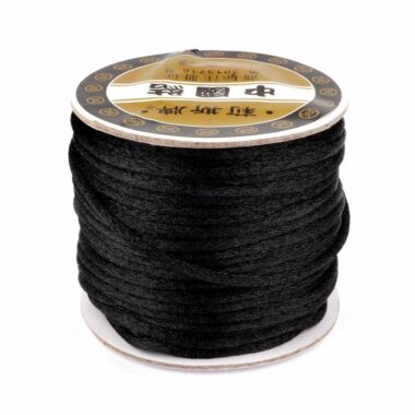 50 Meter Rolle Satinband schwarz Ø 2 mm Edelsteine Heilsteine bei Wunderstein24