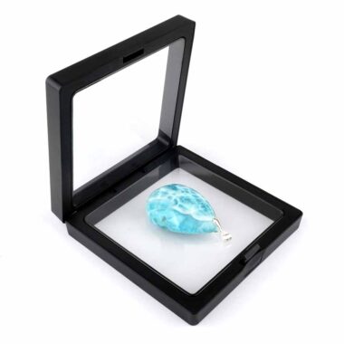 Schweberahmen 90 x 90 mm für Edelsteine schwarz mit Silikon Membran Edelsteine Heilsteine bei Wunderstein24