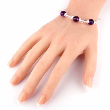 Selected Edition – Ø 9,3 mm Amethyst Perlen & Ø 6 mm Bergkristall & 925 Sterling-Silber Armband Edelsteine Heilsteine bei Wunderstein24 Selected Edition – Ø 9,3 mm Amethyst Perlen & Ø 6 mm Bergkristall & 925 Sterling-Silber Armband Edelsteine Heilsteine bei Wunderstein24