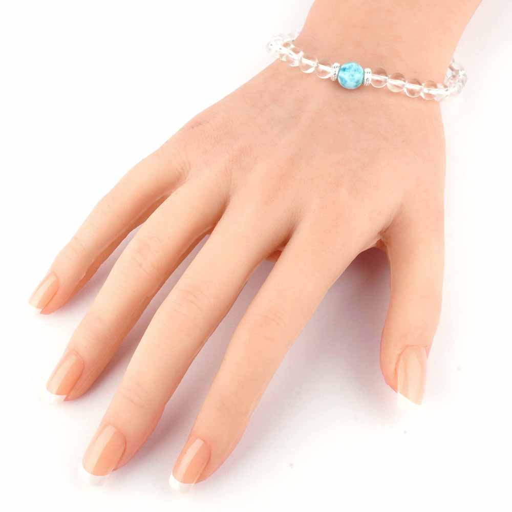Selected Edition – Ø 8,8 mm Larimar Perle & Ø 6,5 mm Bergkristall & 925 Sterling-Silber Armband Edelsteine Heilsteine bei Wunderstein24 Selected Edition – Ø 8,8 mm Larimar Perle & Ø 6,5 mm Bergkristall & 925 Sterling-Silber Armband Edelsteine Heilsteine bei Wunderstein24