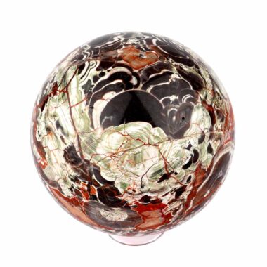 große polychrome Jaspis | Chalcedon | Achat Kugel Ø 100 mm mit faszinierender und einzigartiger Maserung Edelsteine Heilsteine bei Wunderstein24