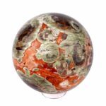 große polychrome Jaspis | Chalcedon | Achat Kugel Ø 93 mm mit faszinierender und einzigartiger Maserung Edelsteine Heilsteine bei Wunderstein24