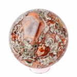 große polychrome Jaspis | Chalcedon | Achat Kugel Ø 83 mm mit faszinierender und einzigartiger Maserung Edelsteine Heilsteine bei Wunderstein24