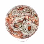 große polychrome Jaspis | Chalcedon | Achat Kugel Ø 88 mm mit faszinierender und einzigartiger Maserung Edelsteine Heilsteine bei Wunderstein24