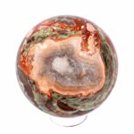 große polychrome Jaspis | Chalcedon | Achat Kugel Ø 79 mm mit faszinierender und einzigartiger Maserung Edelsteine Heilsteine bei Wunderstein24
