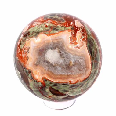 große polychrome Jaspis | Chalcedon | Achat Kugel Ø 79 mm mit faszinierender und einzigartiger Maserung Edelsteine Heilsteine bei Wunderstein24