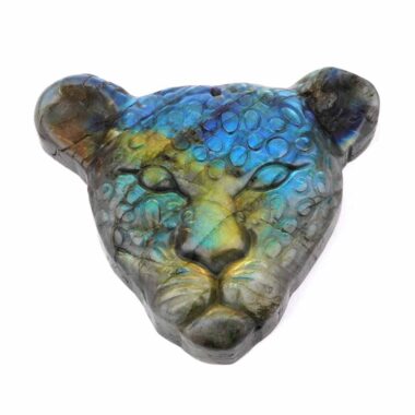 Labradorit Leopard große Gravur Einzelstück in einzigartiger Qualität und Farbe Edelsteine Heilsteine bei Wunderstein24