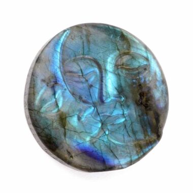 Labradorit Sonne & Mond große Gravur Einzelstück in einzigartiger Qualität und Farbe Edelsteine Heilsteine bei Wunderstein24