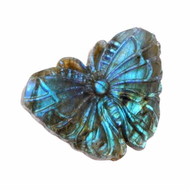 Labradorit Schmetterling große Gravur Einzelstück in einzigartiger Qualität und Farbe Edelsteine Heilsteine bei Wunderstein24