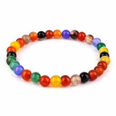 Achat bunt Ø 6,5 mm Kugel Edelstein Armband flexibel und dehnbar Edelsteine Heilsteine bei Wunderstein24