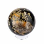 große schwarze Achat Kugel Ø 65 mm in bester Qualität und wunderschöner Maserung Edelsteine Heilsteine bei Wunderstein24