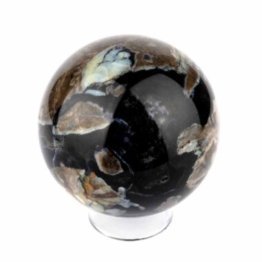 große schwarze Achat Kugel Ø 65 mm in bester Qualität und wunderschöner Maserung Edelsteine Heilsteine bei Wunderstein24