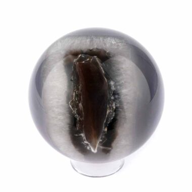 große schwarze Achat Kugel Ø 75 mm in bester Qualität und wunderschöner Maserung Edelsteine Heilsteine bei Wunderstein24