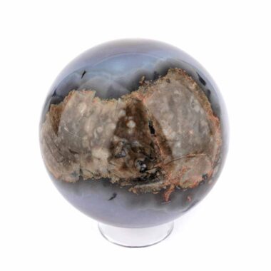 große schwarze Achat Kugel Ø 75 mm in bester Qualität und wunderschöner Maserung Edelsteine Heilsteine bei Wunderstein24