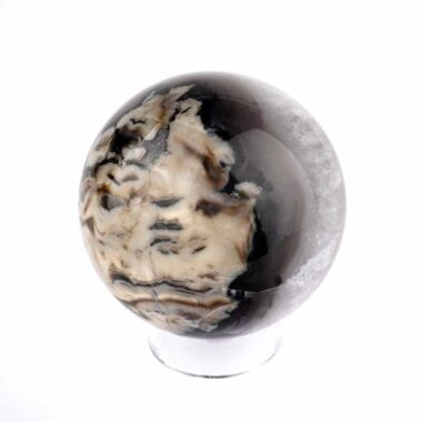 große schwarze Achat Kugel Ø 60 mm in bester Qualität und wunderschöner Maserung Edelsteine Heilsteine bei Wunderstein24