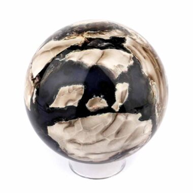 große schwarze Achat Kugel Ø 76 mm in bester Qualität und wunderschöner Maserung Edelsteine Heilsteine bei Wunderstein24