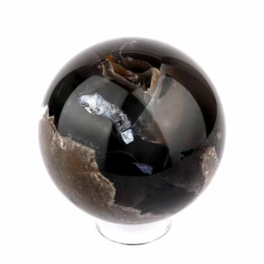 große schwarze Achat Kugel Ø 74 mm in bester Qualität und wunderschöner Maserung Edelsteine Heilsteine bei Wunderstein24