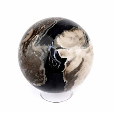 große schwarze Achat Kugel Ø 69 mm in bester Qualität und wunderschöner Maserung Edelsteine Heilsteine bei Wunderstein24
