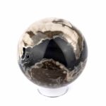 große schwarze Achat Kugel Ø 69 mm in bester Qualität und wunderschöner Maserung Edelsteine Heilsteine bei Wunderstein24