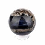 große schwarze Achat Kugel Ø 70 mm in bester Qualität und wunderschöner Maserung Edelsteine Heilsteine bei Wunderstein24