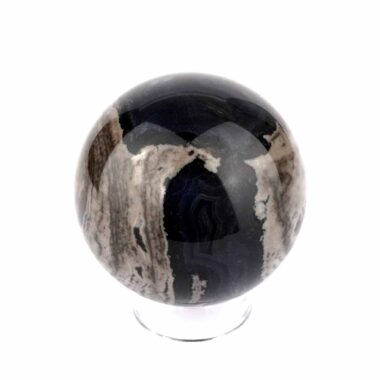 große schwarze Achat Kugel Ø 60 mm in bester Qualität und wunderschöner Maserung Edelsteine Heilsteine bei Wunderstein24