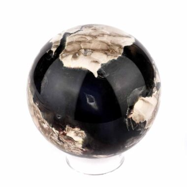 große schwarze Achat Kugel Ø 70 mm in bester Qualität und wunderschöner Maserung Edelsteine Heilsteine bei Wunderstein24