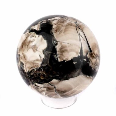 große schwarze Achat Kugel Ø 70 mm in bester Qualität und wunderschöner Maserung Edelsteine Heilsteine bei Wunderstein24