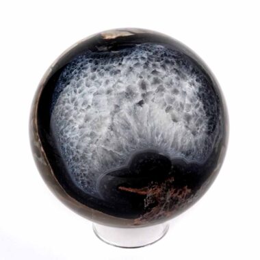 große schwarze Achat Kugel Ø 78 mm in bester Qualität und wunderschöner Maserung Edelsteine Heilsteine bei Wunderstein24