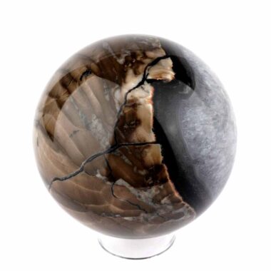 große schwarze Achat Kugel Ø 78 mm in bester Qualität und wunderschöner Maserung Edelsteine Heilsteine bei Wunderstein24
