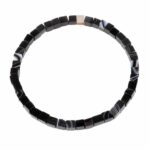 Achat schwarz Ø 5 mm Würfel | Perlen Armband flexibel und dehnbar Edelsteine Heilsteine bei Wunderstein24