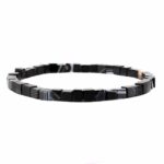 Achat schwarz Ø 5 mm Würfel | Perlen Armband flexibel und dehnbar Edelsteine Heilsteine bei Wunderstein24