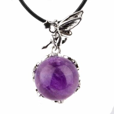Amethyst Kugel Feen Anhänger mit Silber rhodinierter Öse Edelsteine Heilsteine bei Wunderstein24