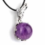 Amethyst Kugel Feen Anhänger mit Silber rhodinierter Öse Edelsteine Heilsteine bei Wunderstein24