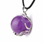 Amethyst Kugel Anhänger mit Silber rhodinierter Öse Edelsteine Heilsteine bei Wunderstein24