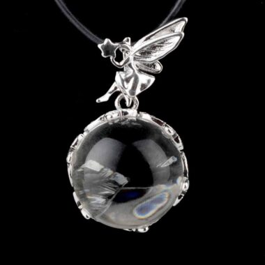 Bergkristall Kugel Feen Anhänger mit Silber rhodinierter Öse Edelsteine Heilsteine bei Wunderstein24