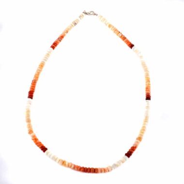 Feueropal Kette facettiert ca. 60 Kt aus Mexiko Länge 45 cm mit 925 Sterling-Silber Edelsteine Heilsteine bei Wunderstein24